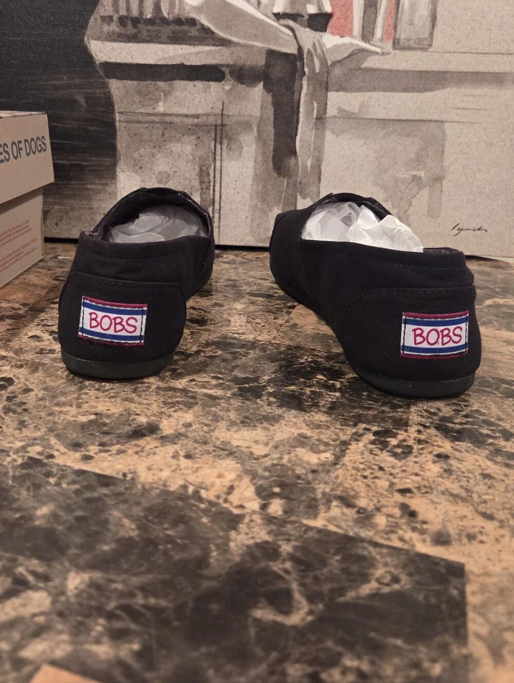 NWT!  Skechers Bobs Plush Peace & Love Black Womens Memory Foam Flats SZ 8